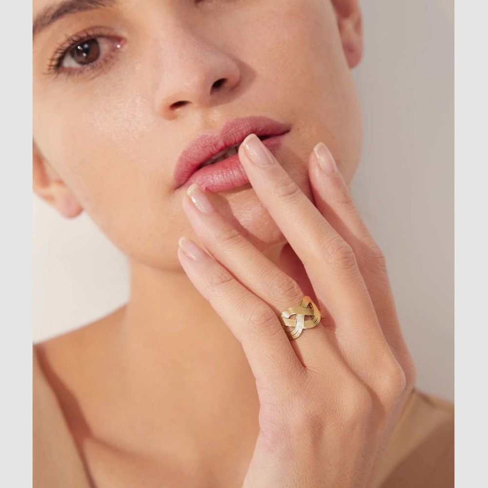 New 18K Gold Plated Braided Resizable Ring - Picture 2 of 7